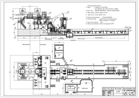 R6M / 2 Strands Billet Casting , Ladle Turret , Water Cooling