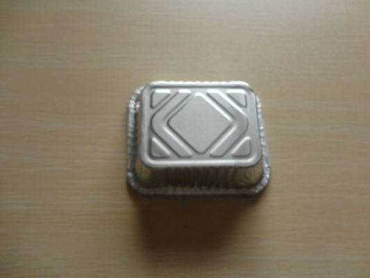 Rectangle Aluminium Foil Containers With Lid For Food Storage White Coated 450ML